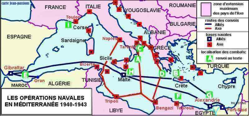 op�rations navales en M�diterran�e 1940-44