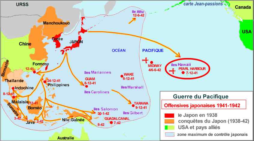 carte guerre du Pacifique 41-42