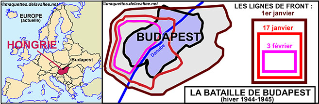 carte des lignes de front  Budapest 1945