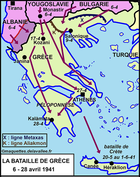 carte de la bataille de Grce 1941