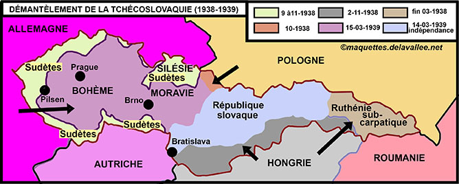 carte de la Tchcoslovaquie 1938-1939 