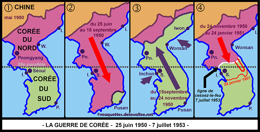 carte Guerre de Core 1950-53