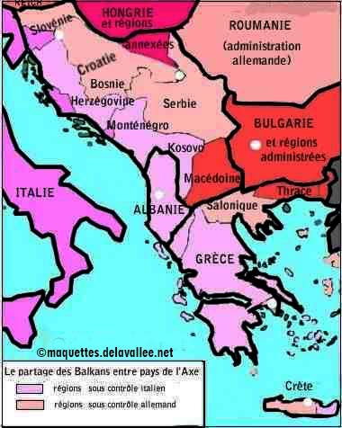 le partage des Balkans entre les pays de l'Axe