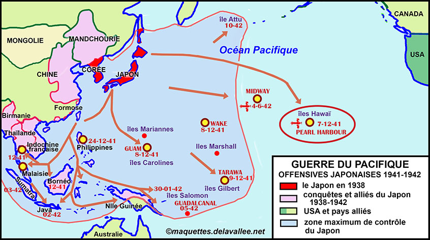 carte guerre du Pacifique 41-42