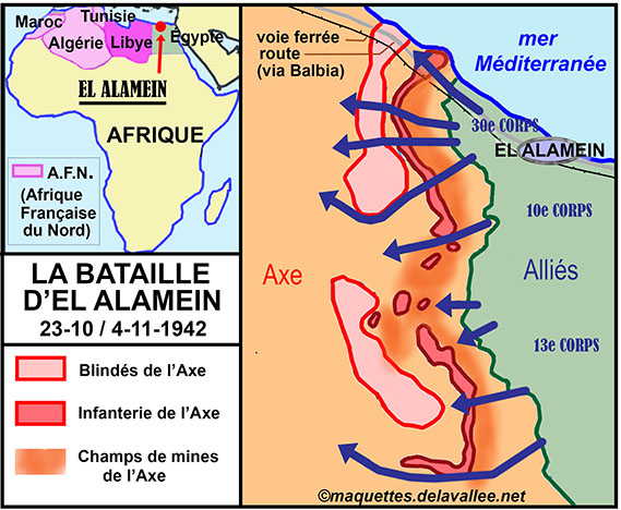 carte El Alamein (Egypte) octobre-novembre 42