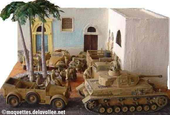 El Agheila (Lybie) 1942 - Kubelwagen, Wolskwagen type 87, Opel Maultier, Panzer IV/G, Horch Kfz15, Soldats du DAK, BMW R75 et side