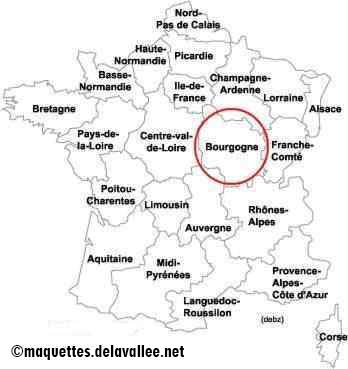 carte de localisation de la Bourgogne (France)