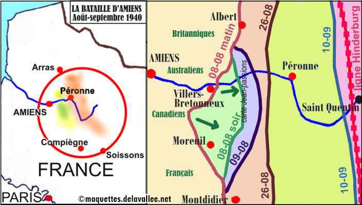 carte bataille d'Amiens 1918