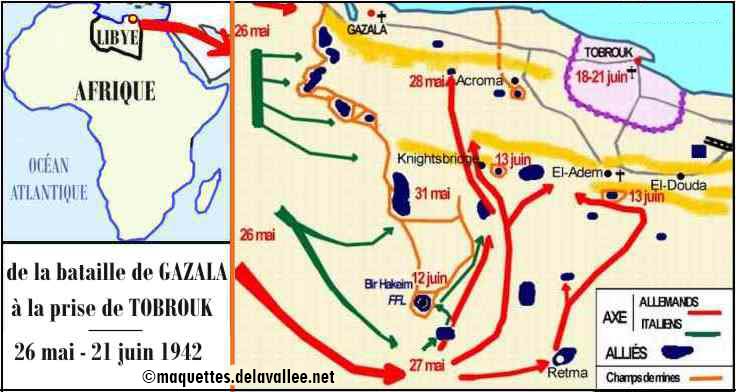 carte de Gazala à Tobrouk 1942