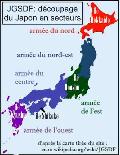 carte des secteurs du JGSDF