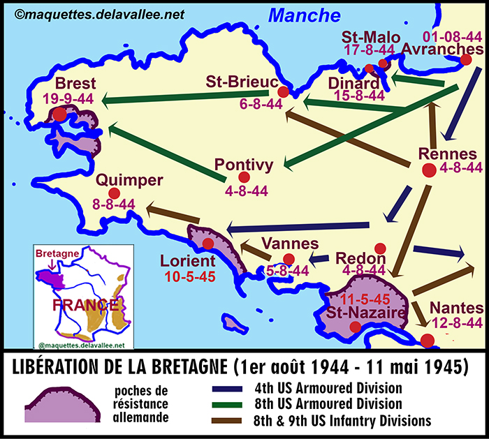 carte Bretagne 1944-45