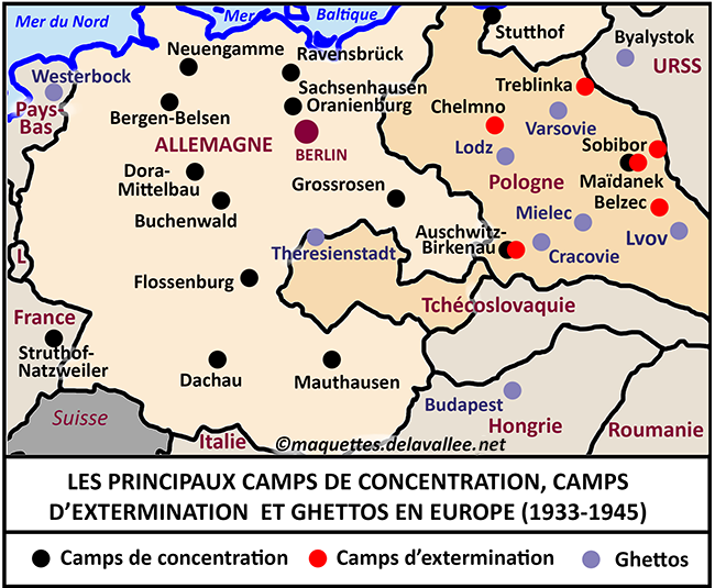 carte des camps de concentration et ghettos